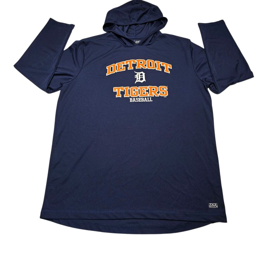 Detroit Tigers Baseball Men's Hoodie Long Sleeve Blue TX3 Cool Size XL Athletic